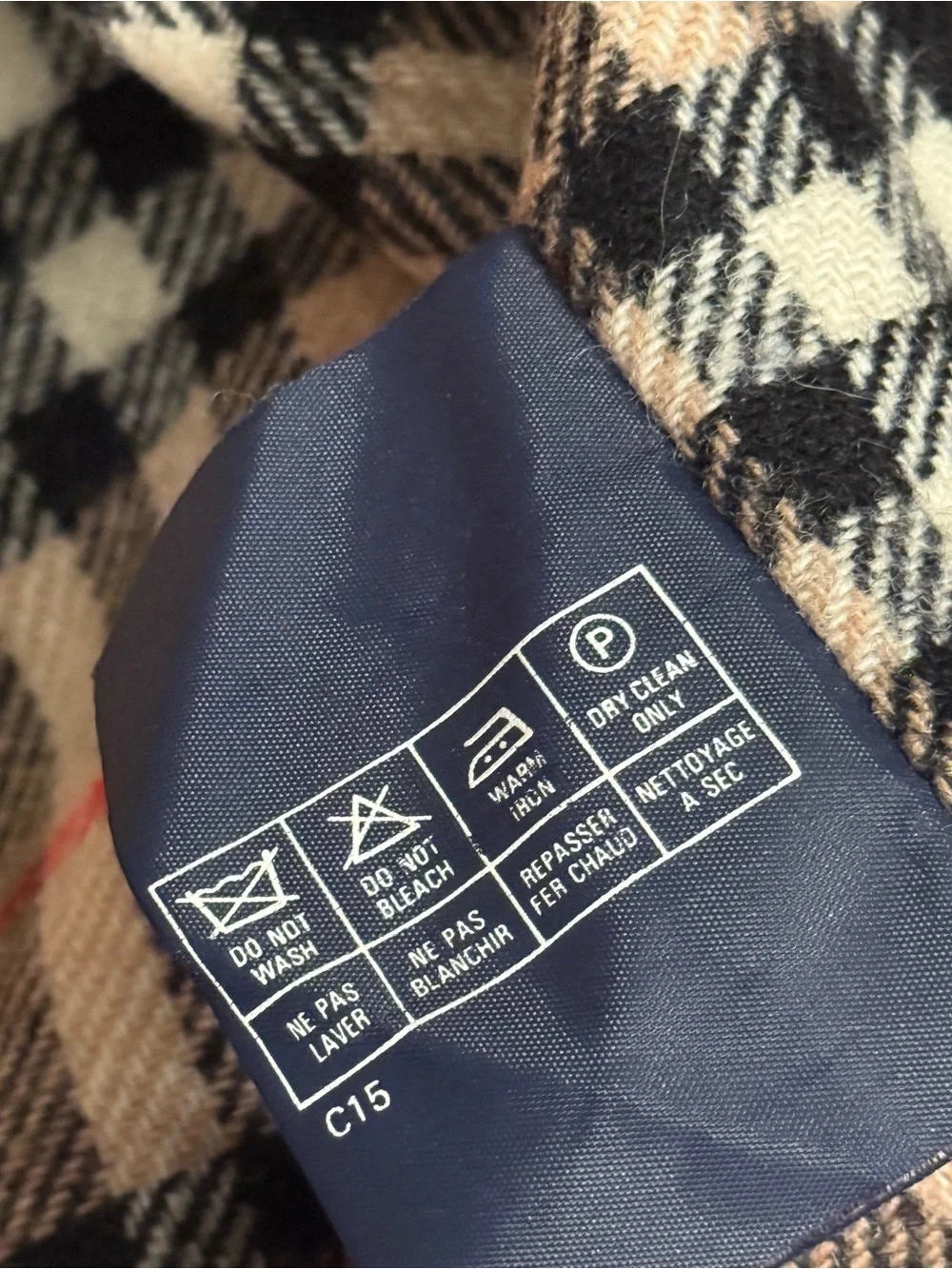 Vintage Burberrys Check Wool Plaid Trench Coat Insert - Picture 5 of 5